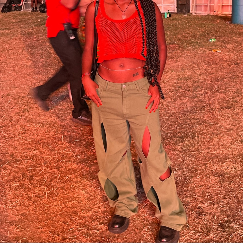 Forever 21 Bright Orange Mesh Crop Top - Picture 3 of 3
